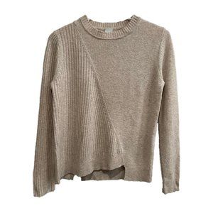 Iris & Ink Wool Mixed Ribbed & Knit Pullover Crew Neck Sweater Size Small